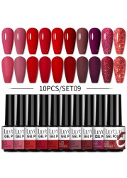 LILYCUTE 10pcs Gel Nail Polish Set With UV Lamp Nude Gel Semi Permanent Hybrid Varnish Base Top Coat Soak Off UV LED Nail Art