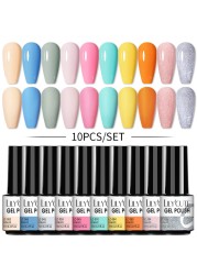 LILYCUTE 10pcs Gel Nail Polish Set With UV Lamp Nude Gel Semi Permanent Hybrid Varnish Base Top Coat Soak Off UV LED Nail Art