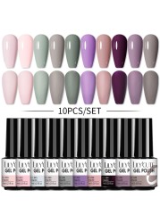 LILYCUTE 10pcs Gel Nail Polish Set With UV Lamp Nude Gel Semi Permanent Hybrid Varnish Base Top Coat Soak Off UV LED Nail Art