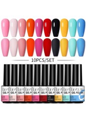 LILYCUTE 10pcs Gel Nail Polish Set With UV Lamp Nude Gel Semi Permanent Hybrid Varnish Base Top Coat Soak Off UV LED Nail Art