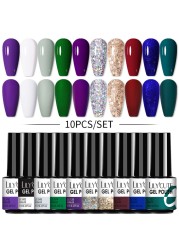 LILYCUTE 10pcs Gel Nail Polish Set With UV Lamp Nude Gel Semi Permanent Hybrid Varnish Base Top Coat Soak Off UV LED Nail Art