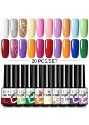 LILYCUTE 10pcs Gel Nail Polish Set With UV Lamp Nude Gel Semi Permanent Hybrid Varnish Base Top Coat Soak Off UV LED Nail Art