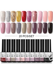 LILYCUTE 10pcs Gel Nail Polish Set With UV Lamp Nude Gel Semi Permanent Hybrid Varnish Base Top Coat Soak Off UV LED Nail Art