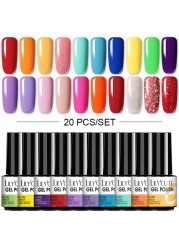 LILYCUTE 10pcs Gel Nail Polish Set With UV Lamp Nude Gel Semi Permanent Hybrid Varnish Base Top Coat Soak Off UV LED Nail Art