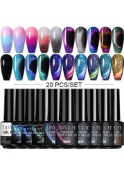 LILYCUTE 10pcs Gel Nail Polish Set With UV Lamp Nude Gel Semi Permanent Hybrid Varnish Base Top Coat Soak Off UV LED Nail Art