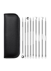 Acne Blackhead Remover Needle Blackhead Tool Kit Tweezers Pimple Extractor Stainless Steel Black Spot Removal Face Skin Care Tool