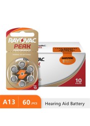 60pcs Caddie Battery Hearing Aids A312 A10 A13 A675 RAYOVAC Peak Zinc Air Batteries For Loudspeaker Long Lasting