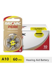 60pcs Caddie Battery Hearing Aids A312 A10 A13 A675 RAYOVAC Peak Zinc Air Batteries For Loudspeaker Long Lasting