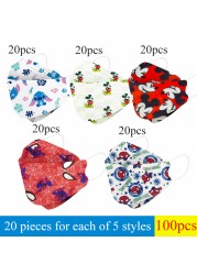 Disney Children Cartoon KN95 Face Mask 4 Layers Dust-proof Reusable Boys Girls Multicolor Collocation Printing FFP2 Mascarillas