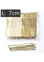 50pcs/bag 5/6/7cm U Shape Alloy Hairpins Bar Hair Clips Simple Metal Bobby Pins Barrettes Wedding Hairstyle Tools Hairpins