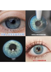 Easy Small 6 Colored Contact Lenses For Eyes Cosmetics Aurora Polaris Blue Eye Small Beauty Pupil Degree Option 2pcs/pair