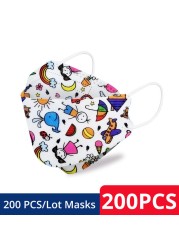 50-200pcs FPP2 Children's Mask KN95 Cartoon Face Mask Reusable Dustproof Breathable Protective For Boys Girl 4-12 Years Mascarilla