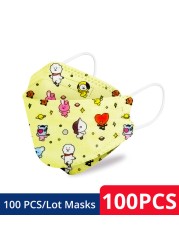 50-200pcs FPP2 Children's Mask KN95 Cartoon Face Mask Reusable Dustproof Breathable Protective For Boys Girl 4-12 Years Mascarilla