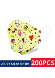 50-200pcs FPP2 Children's Mask KN95 Cartoon Face Mask Reusable Dustproof Breathable Protective For Boys Girl 4-12 Years Mascarilla