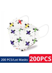 50-200pcs FPP2 Children's Mask KN95 Cartoon Face Mask Reusable Dustproof Breathable Protective For Boys Girl 4-12 Years Mascarilla