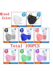 10-100pcs FFP2 Masks Mascarillas FPP2 homology ada Spain CE korean face masks fish mouth mask KN95 certification mask