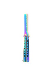 1pc Foldable Comb Stainless Steel Training Training Butterfly Knife Comb Beard Mustache Brushes Hair Styling Styling Tool