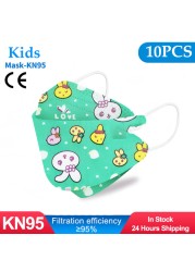 10-50pcs fpp2fan Kid Fish Cartoon kn95fan 4 Protective Layer fpp2 Approved Mask Breathing Mouth Mask KN95 Mascarilla Infantil