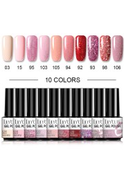 LILYCUTE 10/20/8/2pcs Gel Nail Polish Set Semi Permanent Glitter Hybrid Varnish Base Top Coat Soak Off UV LED Nails Gel