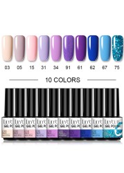 LILYCUTE 10/20/8/2pcs Gel Nail Polish Set Semi Permanent Glitter Hybrid Varnish Base Top Coat Soak Off UV LED Nails Gel