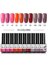 LILYCUTE 10/20/8/2pcs Gel Nail Polish Set Semi Permanent Glitter Hybrid Varnish Base Top Coat Soak Off UV LED Nails Gel