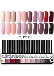 LILYCUTE 10/20/8/2pcs Gel Nail Polish Set Semi Permanent Glitter Hybrid Varnish Base Top Coat Soak Off UV LED Nails Gel