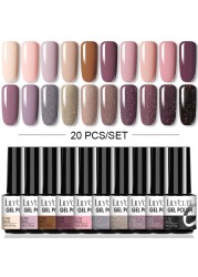 LILYCUTE 10/20/8/2pcs Gel Nail Polish Set Semi Permanent Glitter Hybrid Varnish Base Top Coat Soak Off UV LED Nails Gel