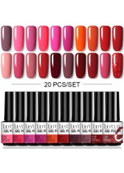 LILYCUTE 10/20/8/2pcs Gel Nail Polish Set Semi Permanent Glitter Hybrid Varnish Base Top Coat Soak Off UV LED Nails Gel