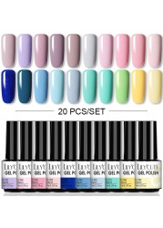 LILYCUTE 10/20/8/2pcs Gel Nail Polish Set Semi Permanent Glitter Hybrid Varnish Base Top Coat Soak Off UV LED Nails Gel