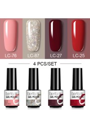 LILYCUTE 10/20/8/2pcs Gel Nail Polish Set Semi Permanent Glitter Hybrid Varnish Base Top Coat Soak Off UV LED Nails Gel