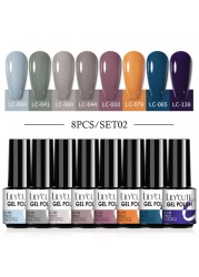 LILYCUTE 10/20/8/2pcs Gel Nail Polish Set Semi Permanent Glitter Hybrid Varnish Base Top Coat Soak Off UV LED Nails Gel