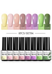 LILYCUTE 10/20/8/2pcs Gel Nail Polish Set Semi Permanent Glitter Hybrid Varnish Base Top Coat Soak Off UV LED Nails Gel