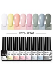 LILYCUTE 10/20/8/2pcs Gel Nail Polish Set Semi Permanent Glitter Hybrid Varnish Base Top Coat Soak Off UV LED Nails Gel