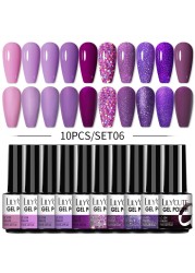 LILYCUTE 10/20/8/2pcs Gel Nail Polish Set Semi Permanent Glitter Hybrid Varnish Base Top Coat Soak Off UV LED Nails Gel