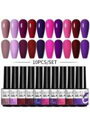 LILYCUTE 10/20/8/2pcs Gel Nail Polish Set Semi Permanent Glitter Hybrid Varnish Base Top Coat Soak Off UV LED Nails Gel