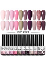 LILYCUTE 10/20/8/2pcs Gel Nail Polish Set Semi Permanent Glitter Hybrid Varnish Base Top Coat Soak Off UV LED Nails Gel