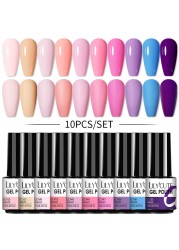 LILYCUTE 10/20/8/2pcs Gel Nail Polish Set Semi Permanent Glitter Hybrid Varnish Base Top Coat Soak Off UV LED Nails Gel