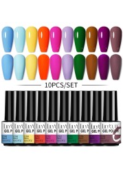 LILYCUTE 10/20/8/2pcs Gel Nail Polish Set Semi Permanent Glitter Hybrid Varnish Base Top Coat Soak Off UV LED Nails Gel