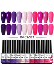 LILYCUTE 10/20/8/2pcs Gel Nail Polish Set Semi Permanent Glitter Hybrid Varnish Base Top Coat Soak Off UV LED Nails Gel