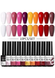 LILYCUTE 10/20/8/2pcs Gel Nail Polish Set Semi Permanent Glitter Hybrid Varnish Base Top Coat Soak Off UV LED Nails Gel