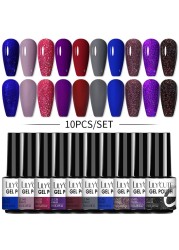 LILYCUTE 10/20/8/2pcs Gel Nail Polish Set Semi Permanent Glitter Hybrid Varnish Base Top Coat Soak Off UV LED Nails Gel