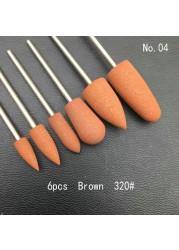 6pcs/set Rubber Silicon Nail Drill Grinding Cutter for Manicure Flexible Bit Polisher Machine Electric Nail File Art Tools