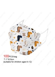 2022 New 10-100pcs Ffp2 Children Kn95 Mask 4-layer Non-woven Fabric Protection Dust-proof Respirator Suitable for 4-12 Years