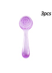 3Pcs Soft Plastic Nail Brush Dust Removal Make Up Washing Brushes Nail Art Dust Powder Round Head Clean Brush With Pedicure Cover