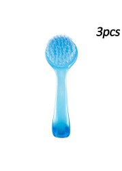 3Pcs Soft Plastic Nail Brush Dust Removal Make Up Washing Brushes Nail Art Dust Powder Round Head Clean Brush With Pedicure Cover