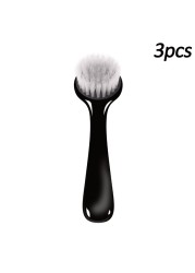 3Pcs Soft Plastic Nail Brush Dust Removal Make Up Washing Brushes Nail Art Dust Powder Round Head Clean Brush With Pedicure Cover