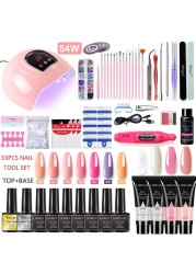 Manicure Kit For Nail Extensions Gel Nail Polish Kit Quick Build Polygels Set 120W/54W LED Nail Lamp Nail Tool Kit