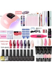 Manicure Kit For Nail Extensions Gel Nail Polish Kit Quick Build Polygels Set 120W/54W LED Nail Lamp Nail Tool Kit