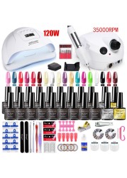 Manicure Kit For Nail Extensions Gel Nail Polish Kit Quick Build Polygels Set 120W/54W LED Nail Lamp Nail Tool Kit