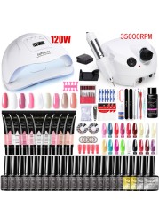 Manicure Kit For Nail Extensions Gel Nail Polish Kit Quick Build Polygels Set 120W/54W LED Nail Lamp Nail Tool Kit